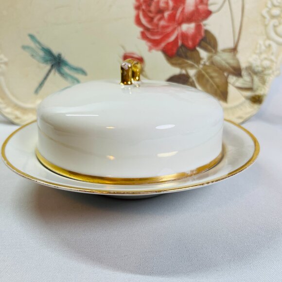 Antique Czech Porcelain Vintage Butter Dish Bohemia Devon 18K Early 20th Century - Picture 5 of 13